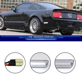 TurningMax For 2005 2006 2007 2008 2009 Ford Mustang Rear Bumper Side Marker lights Clear Lens White LED 4R3Z15A201BA 4R3Z15A201AA