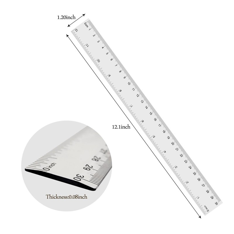 4 Pack Clear Plastic Ruler, Metric Rulers 30cm, 12 Inch