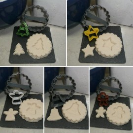 AJT CHRISTMAS THEME LINZER JAM FILLED COOKIES SET OF 6 COOKIE CUTTERS USA PR1854