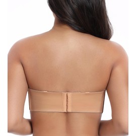 DotVol Women's Large Sizes Underwired Unpadded Bandeau Strapless Multiway Bra, Pecan nut.