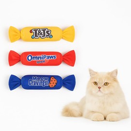 PetPrana Catnip Candy Toys for Indoor Cats – 3-Pack Crinkle Cat Toys with Catnip Pouches, Durable Canvas & Soft Filling, Cat Chew Toys for Kittens & Adults (Mix Color)
