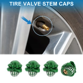 A ABSOPRO Tire Valve Stem Caps Decorative 7x20mm Tyre Valve Dust Covers Resin Copper Green 4 Pcs