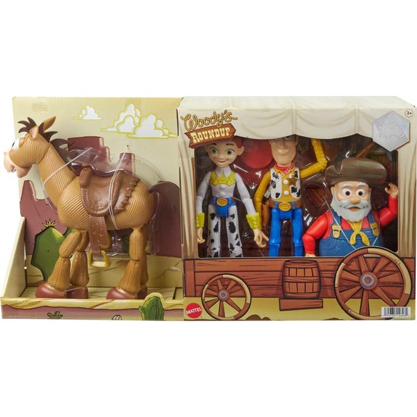 Mattel Toy Story Set of 4 Action Figures with Woody, Jessie, Bullseye & Stinky Pete, Woody's Roundup, 7-in Scale