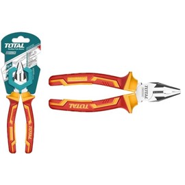 TOTAL - Universal Insulating Pliers - Chrome Vanadium - VDE Certificate - Ideal for Electricians and Electrical Projects - Dimensions: 200 mm