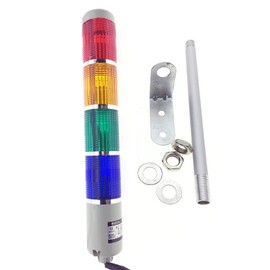 YXQ DC 24V 5W Industrial Signal Warning Light, 4 Colors Blub Steady on Red Green Yellow Blue Tower Lamp Stack Alarm