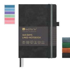 &And Per Se Lined Journal Notebook, 365 Pages, A5, 5.7'' x 8'' 100GSM Thick Paper, Journals for Writing, Hardcover Notebooks for Women Men (Black)