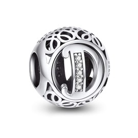 NINGAN Abalorio de Letra del Alfabeto, Plata de Ley 925, Compatible con Pulseras Europeas (Letra D)