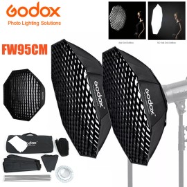 Godox US 2X Godox 95cm Octagonal Umbrella Softbox Honeycomb Grid Bowens Mount Softbox