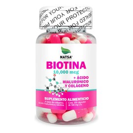 Biotina 10,000 Mcg Con Acido Hialuronico Y Colageno 100 Caps