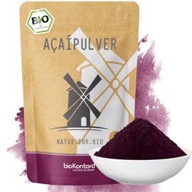 bioKontor Organic Acai Powder 100 g - Acai Berries Freeze Dried as Powder - Fine Ground Powder - Acai Berry Powder for Smoothies, Bowls & Drinks - Natural Vegan - German Hand Filling