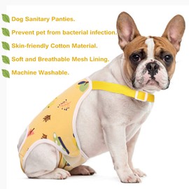 QBLEEV Dog Diaper Sanitary Pantie with Suspender，Pet Physiological Pants Adjustable Cozy Underwear for Female Girl Dogs，Breathable Cotton Briefs for Teddy Corgi French Bulldog Puppy