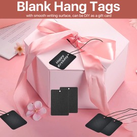 Worldity 500 Set Price Tags and Hang Tag String, 1.38" x 1.97" Kraft Paper Price Tags, Hang Tags with String Attached, Price Tag for Clothing, Gift, Jewelry(Black)