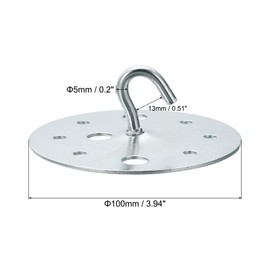 PATIKIL 229lbs 100mm Steel Ceiling Hooks, 2pcs Ceiling Fan Hook Pad Eyes Plate Wall Hanger Hardware with Mounting Screws for Hanging Lamp Plant Baskets