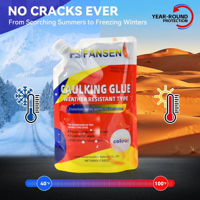 Caulking Glue for Concrete, Concrete Crack Waterproof Repair Sealant, Caulking