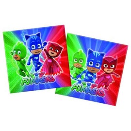 Procos 88633 - Servietten PJ Mask, 20 Stück, Größe 33 x 33 cm, Mundtuch, Kindergeburtstag, Partygeschirr, Tischdekoration