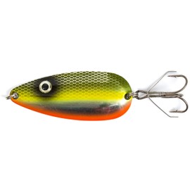 Fladen Fishing - Pirk Spoon Weedless - Light to Medium 25g and 38g Pike Spoon (25g and 38g) - Single Hook with Double Split Ring Bait (Silver/Green, 38g/1.35oz) [16-4403]