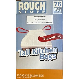 Rough Stuff 13 Gallon .9 Mil Tall Kitchen Bags 1 Box 76 Bags