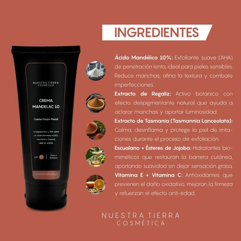 Crema Despigmentante Y Aclarante Ácido Mandélico 10% Todo Tipo De