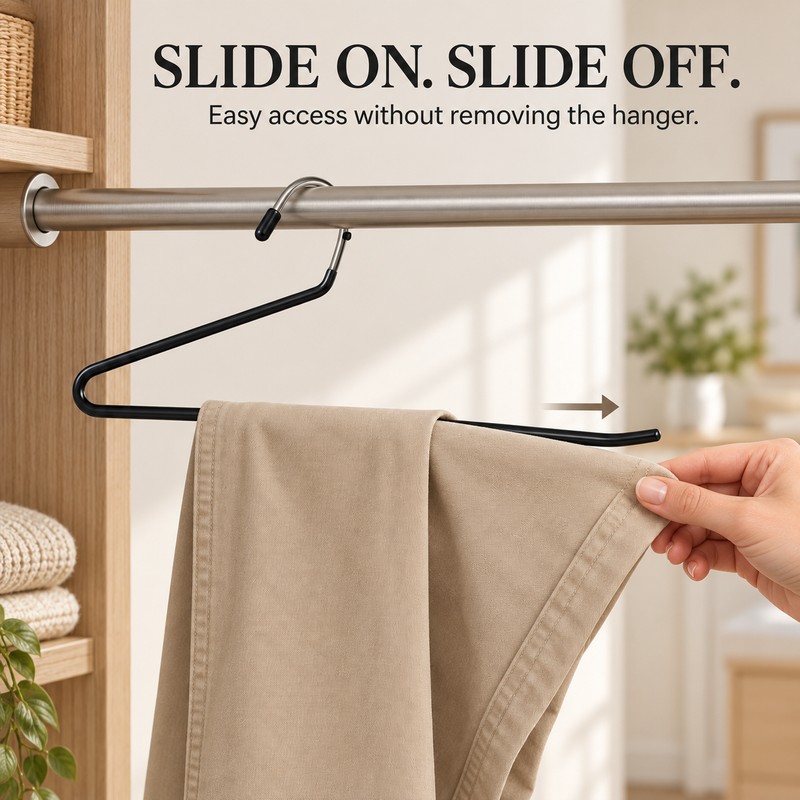 Pants Hangers 10 Pack, Space-Saving Open-End Metal Trouser Hangers with