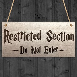 RED OCEAN Restricted Section Do Not Enter Wizardry Hanging Plaque Magic Gift Sign