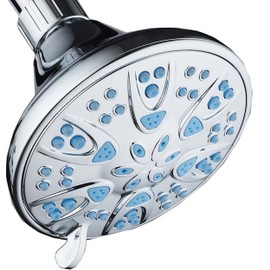 AquaDance 5504 Antimicrobial – Anti-Clog High-Pressure 6-Setting Head with Microban Nozzle Protection from Growth of Mold, Mildew & Bacteria for Stronger Shower 4", Aqua Blue Jets – 1.8 GPM
