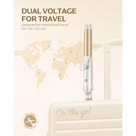 Travel Dual Voltage Curling Iron, Mini Curling Iron for European Travel, 1 Inch Ceramic Plates Hair Straightener Adjustable Temperature for All Hair Types