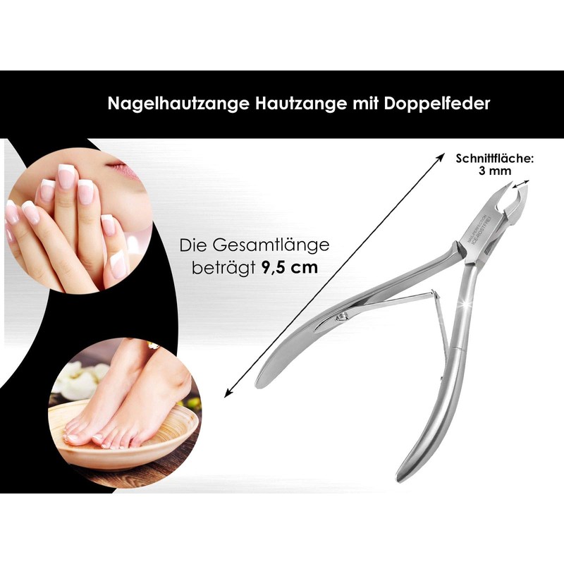 Nagelhautzange Hautzange mit Doppelfeder - 3 mm Schnitt - Rostfreies