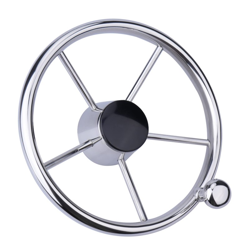 11 inch Boat Steering Wheel,Universal Stainless Steel 5 Spoke Destroyer