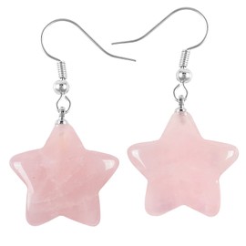 Nupuyai Crystal Star Earrings Hanging for Women Healing Stone Dangle Hook Earrings Drop Earrings Earrings Earrings Gifts, Alloy Steel Rose Quartz Stone Alloy steel, Rose Quartz Stone