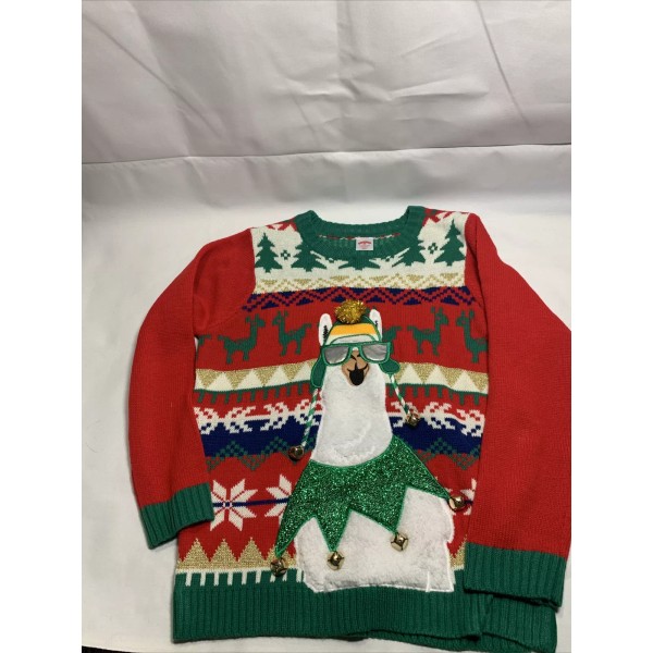 Holiday Time NWT Holiday Time CHRISTMAS Sweater LLAMA Size Husky