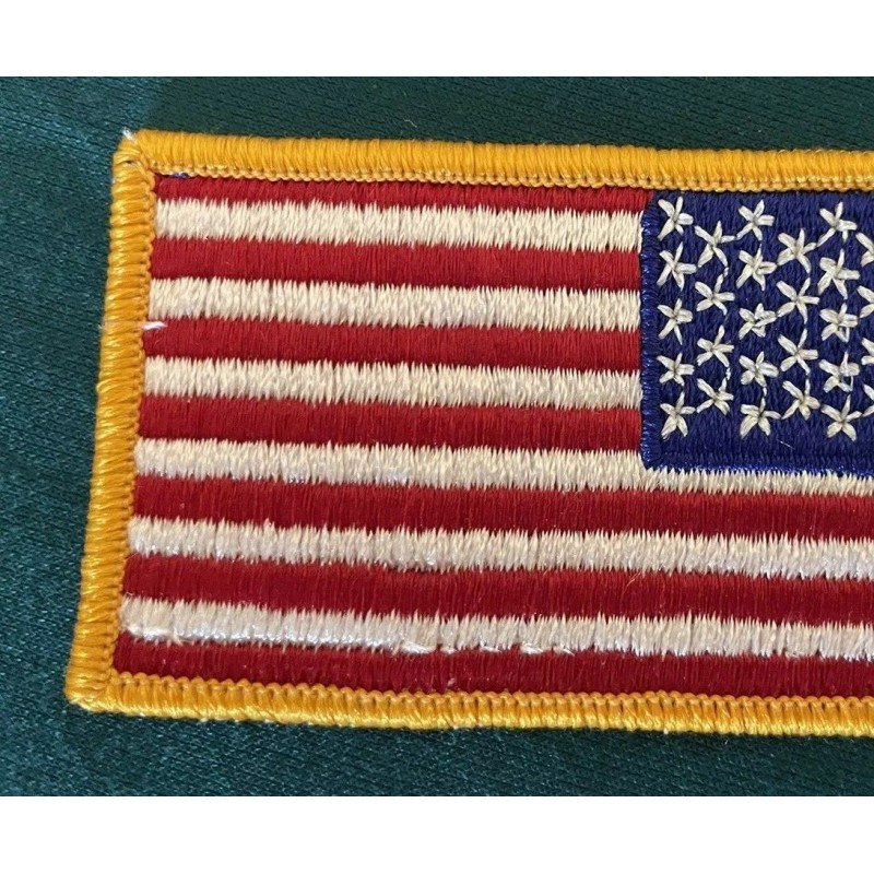American Flag Right Sleeve Biker/Military Embroidered Patch W/ Gold Border