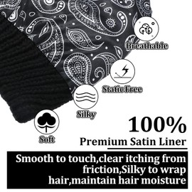 4 Pieces Winter Satin Lined Beanie Hat Knit Plain Satin Hat Touchscreen Gloves Set for Women Men (Black, Light Gray, Classic Style)