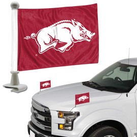 FANMATS 61897 Arkansas Razorbacks Ambassador Car Flags - 2 Pack Mini Auto Flags, 4in X 6in, Perfect for Hood or Trunk