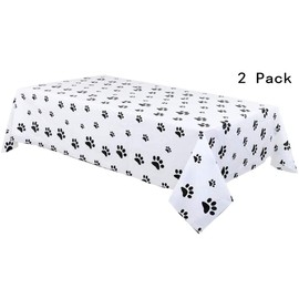 Puppy Themed Birthday Party Decorations - Pet Dog and Cat Paw Party Supplies Puppy Paw Print Plastic Tablecloth 54 x 108 inches Disposable Plastic Table Cover for Dog Themed Birthday Party 2 Pack