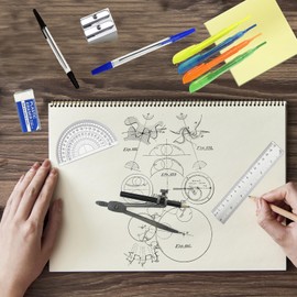 MAXXYUN 27 Pcs Back to School Stationery Set, Maths Set with Clear Pencil Case, Assorted Stationery Pack with Ballpoint Pens, Highlighters, Pencils, Foldback Clips, Ruler Set, Compasses