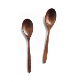 KXLCGYK Wooden Spoons, Set of 2, Total Length 7.2 inches (18.2 cm), Lightweight, Wooden Cutlery, Curry, Soup, Risotto, Wood Dinner Spoon, Lacquered