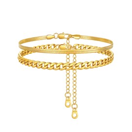 FindChic Foot Jewellery Set for Women Girls Adjustable Anklet Chain Stainless Steel Summer Beach Ankle, 2 Pieces/3 Pieces, Silver/Gold/Black, Waterproof, 22 + 5 cm, Stainless Steel