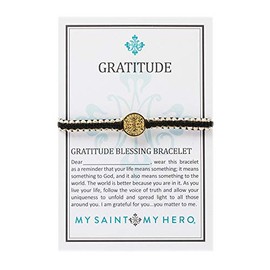My Saint My Hero Gratitude Bracelet - Black/Gold Metallic