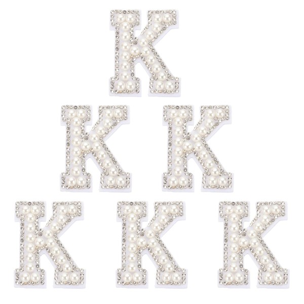 PATIKIL Strass-Buchstaben-Aufnäher, 6 Stück, Anfangsbuchstabe K, selbstklebender Aufnäher, bestickter Stoff,