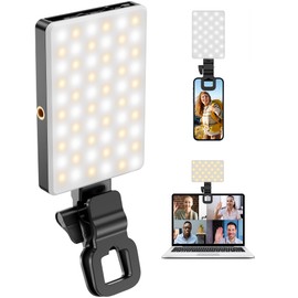 Selfie Light with Phone Light Clip,120 Led Portable Selfie Light with 3 Light Modes and Infinite Adjustment Modes, 3000mAh Rechargeable Led Light for Phone, Laptop, Makeup, Live Stream