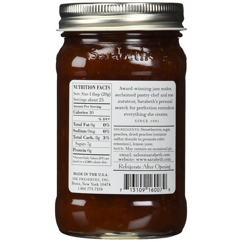 SARABETHS FRUIT SPRD STRWBRY PEACH 18OZ