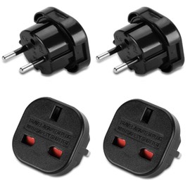 2 Pack Travel Adapter UK to DE Adapter Plug Adapter UK to EU UK to DE Travel Plug 3 Pin UK Travel Adapter to 2 Pin EU Socket for France, Ireland, Netherlands, Poland, Sweden