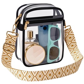 Clear Bag for Stadium Events, Clear Purse with Removable Strap, Messenger Bag for Concert Work Sports and Fetivals, Cube Strap