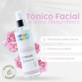 Vemare Cosmetics Tónico Facial Rosas Transparente Cuidado Suave 250 ml