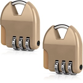 SAISN 3 Digit Combination Lock Small Padlock Combination 2 Pack Zinc Alloy Backpack Lock for Gym Locker, Gate Outdoor Fence, Luggage, Home Drawers, Brass
