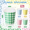 FoldTier 60 Pcs 12 oz Gingham Paper Drinking Cups 4