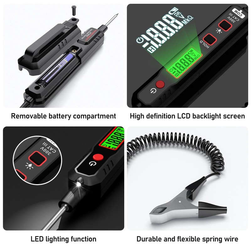 Car Voltage Tester, Phase Tester, Non-Contact Voltage Tester, DC 2V-100V