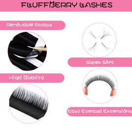 FLUFFBERRY Easy Fan Lashes Eyelash Extensions 0.03 0.05 0.07 Rapid Blooming C D DD Curl Volume Lash 8-20mm Length