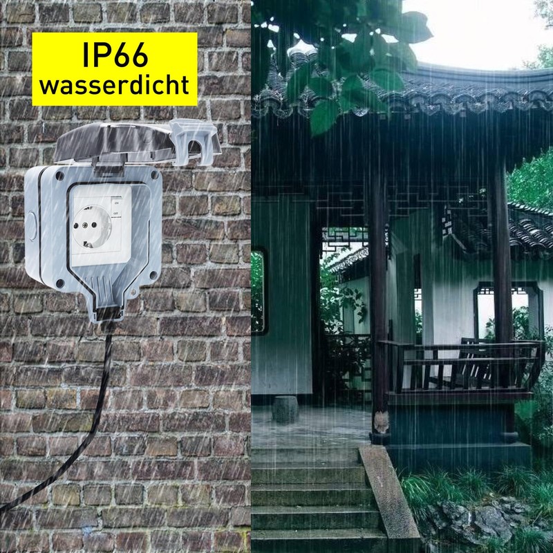 Outdoor Socket Waterproof Socket IP66 Single with Switch, Wall Socket