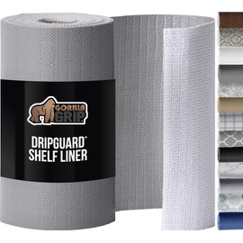 GORILLA GRIP DripGuard Shelf Liner, Non Adhesive Drawer and Kitchen Cabinet Protector, 24x240 Inch, Slip Resistant BPA Free Smooth Surface Plastic Liners for Cabinets, Bathrooms, Closets, Gray
